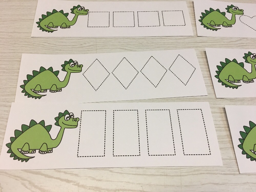 Dinosaur - Shapes Tracing - Laminated Activity Set - Teaching Supplies