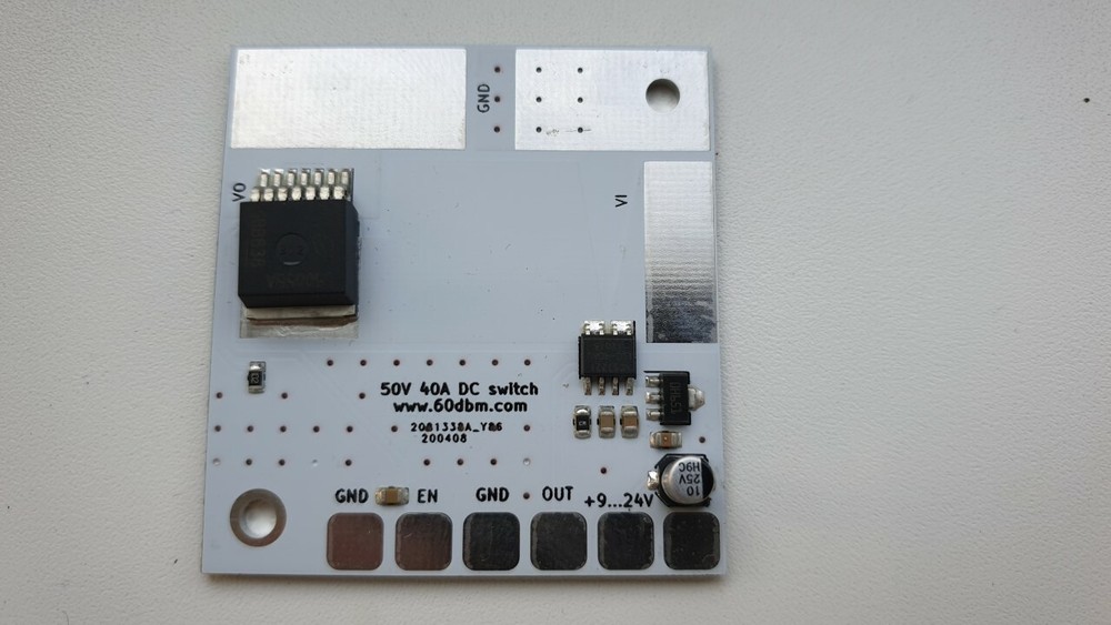 DC switch and current sensor board for LDMOS MOSFET amplifier 5-50V 40A