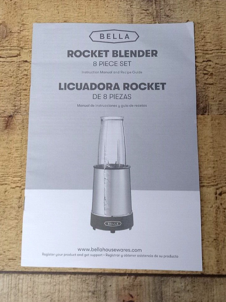 Replacement Instruction Manual for BELLA Rocket Blender 8 Piece Set