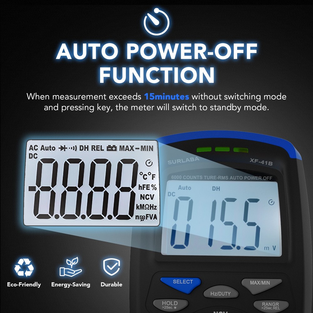 Digital Multimeter Temperature Tester 6000 Counts DC Current True RMS Meter NCV