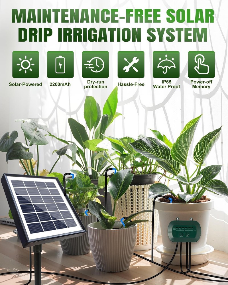 Solar Automatic Watering Kit for Plant,Automatic Drip Watering System with Timer