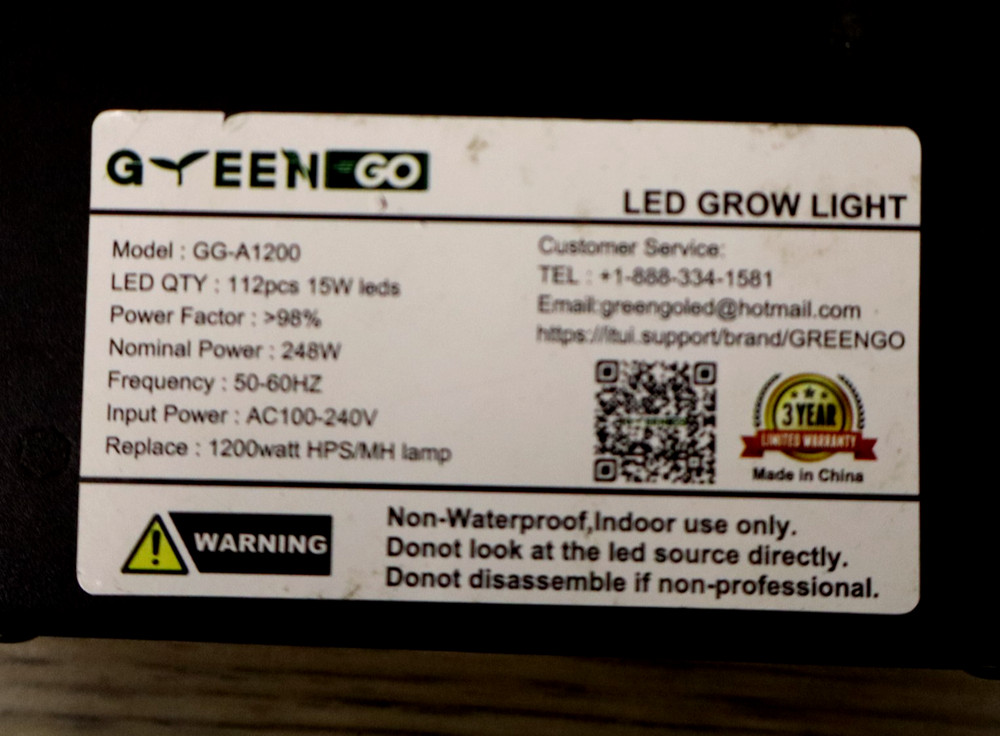 Green Go Grow Led Light 1200w