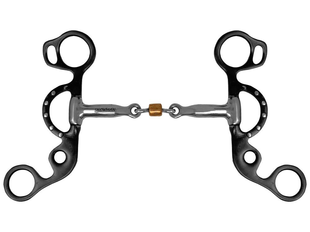 Showman Short Shank Three-Piece Sweet Iron Snaffle Bit w/ Copper Roller