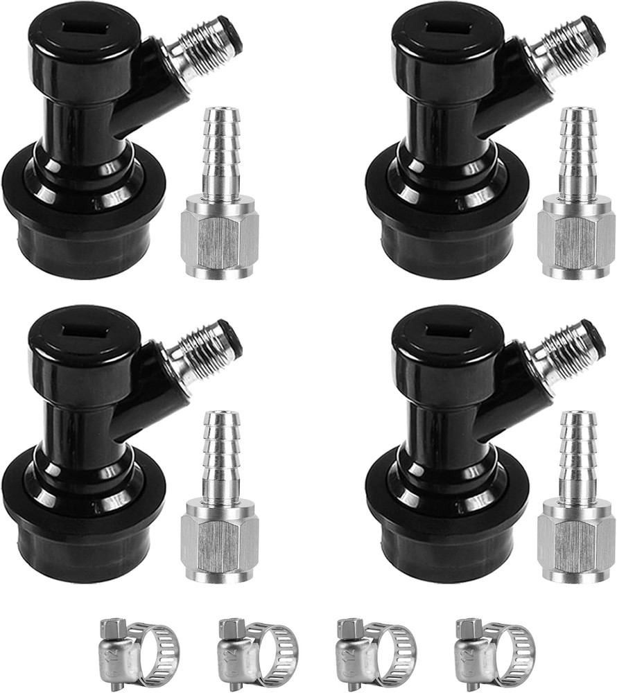 4 PCS Ball Lock Keg Connectors Fits 5/16 Barb Cornelius Corny Keg Fittings