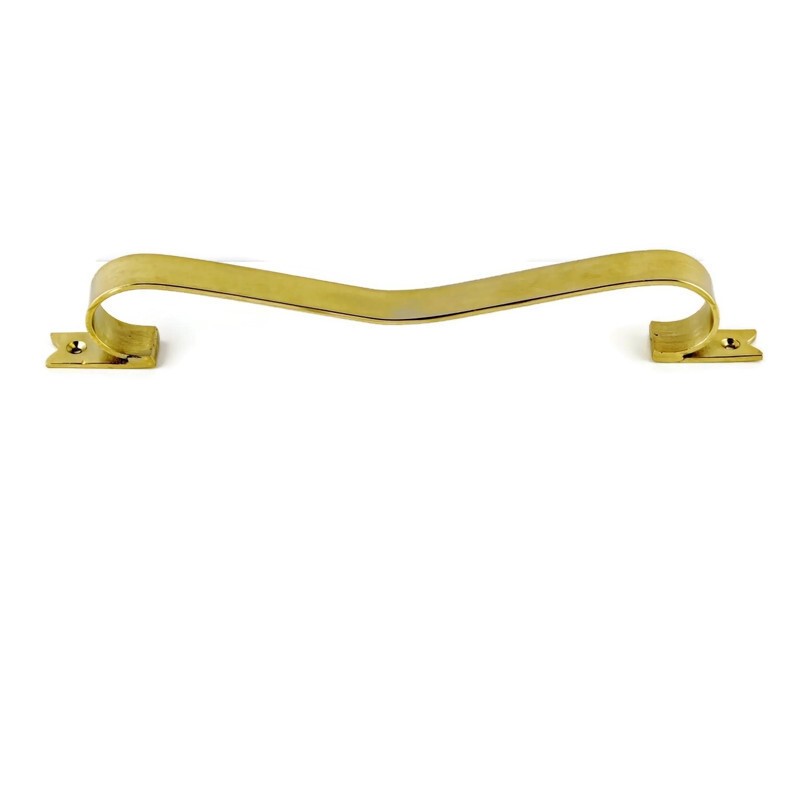 2 large D PULL 12" handle heavy ribbon solid heavy brass old style kitchen GRAB