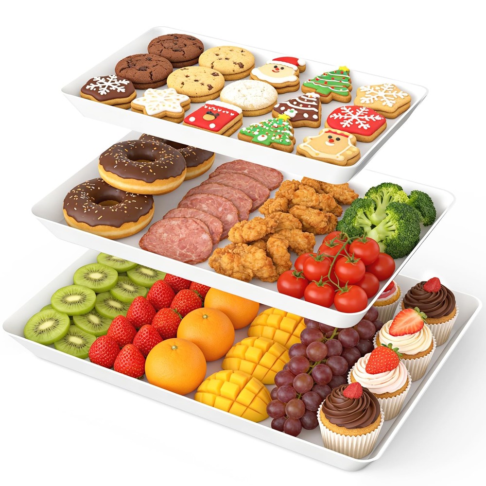 SpaceWhisper 3 Pack Serving Tray, Serving Platters for Snacks, Fruit, Cookies, D