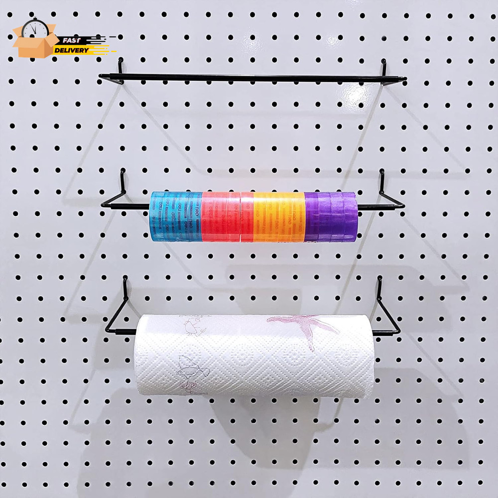5 Pack Extendable Pegboard Paper Towel Holder,Pegboard Hook for Workshop,Garage