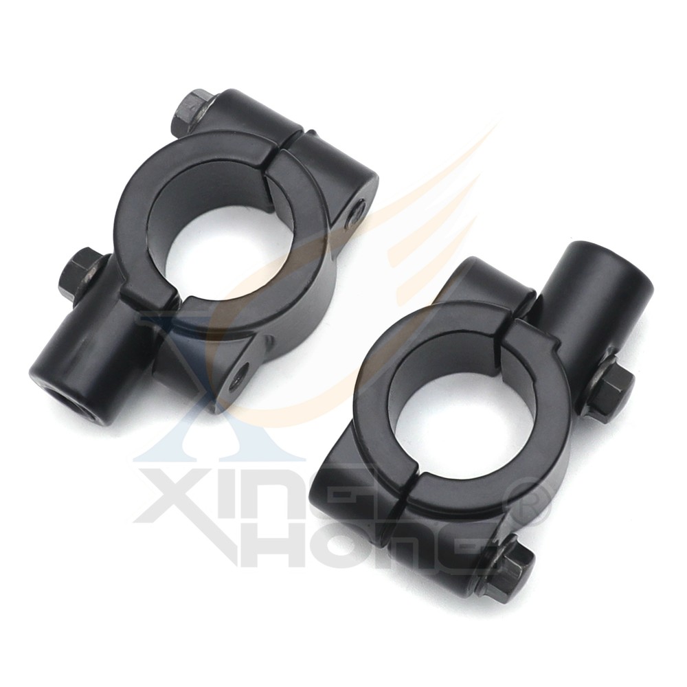 Black 1" Motorcycle HandleBar 10mm Mirror Thread Mount Holder Clamp Adaptor