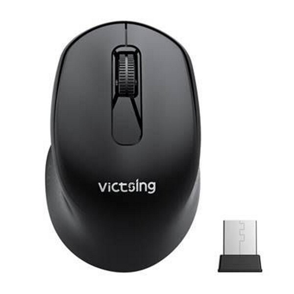 Victsing Mini Ergonomic Wireless Mouse 2.4G Quiet Mouse Black With USB