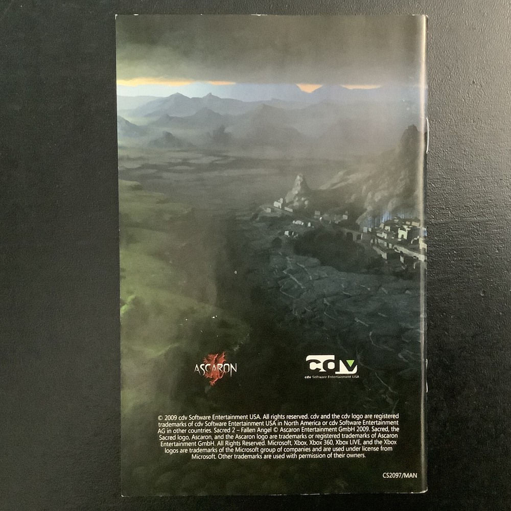 Sacred 2 Fallen Angel Microsoft Xbox 360 Instruction Manual Only