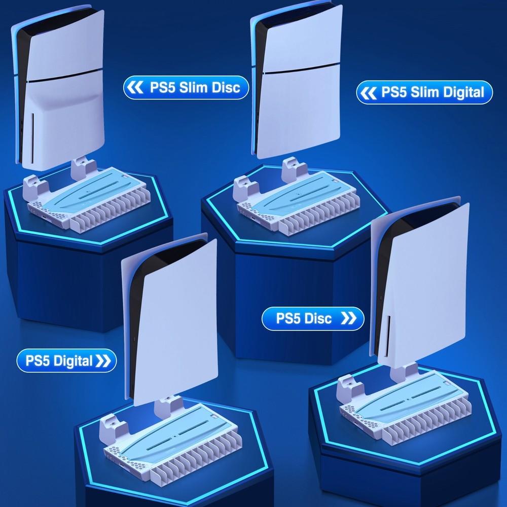 PS5 Slim Controller Charger+Cooling Station for PS5 Slim&Edition /Disc Version