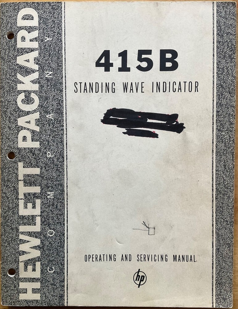HP 415b Standing Wave Indicator Operating and Service Manual 1955