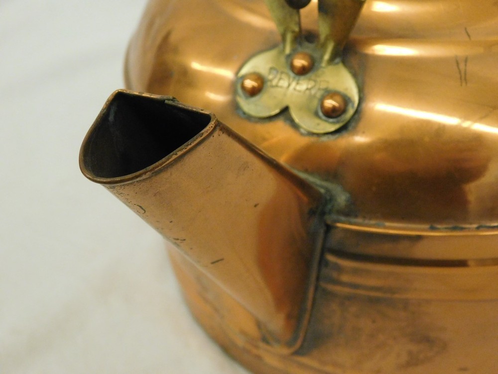 REVERE COPPER TEAPOT KETTLE WOOD HANDLE
