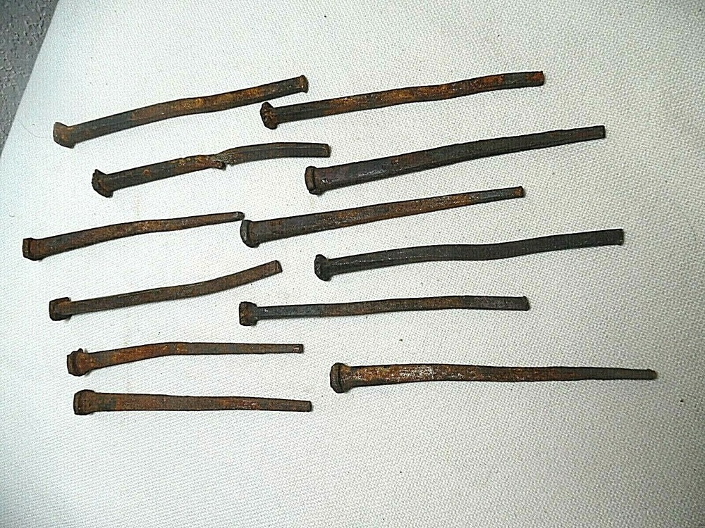 LOT/12 ANTIQUE 5" SQUARE HEADED SPIKES