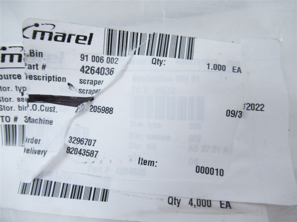 247670 New-No Box; Marel 4264036 Belt Scraper