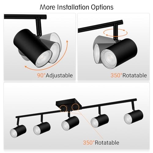 Track Lighting Kit, Kitchen Lighting 5 light track lighting(black) Black