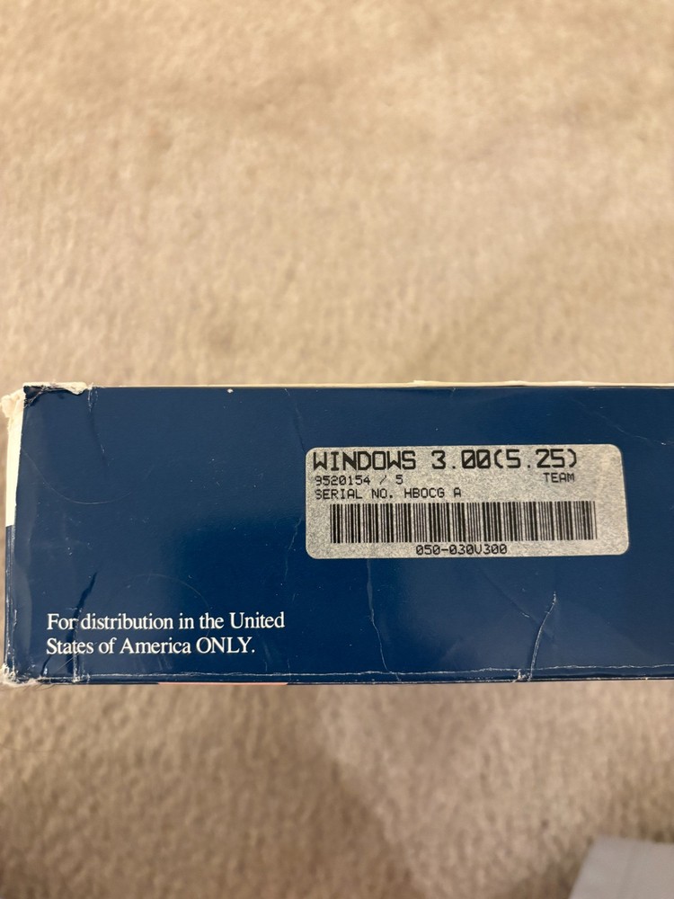 Microsoft Windows 3.0 - 1990 Original Big Box US Version 5.25" disks - READ