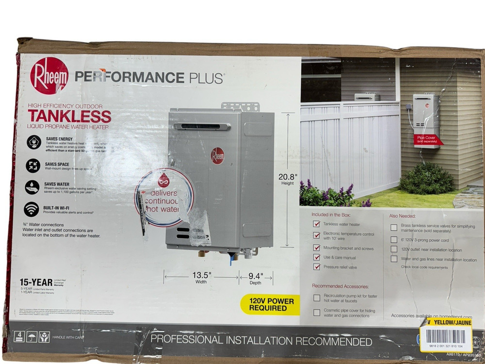 Rheem Performances + Outdoor LP Gas Tankless Water Heater ECO200XELP-3 (OB)