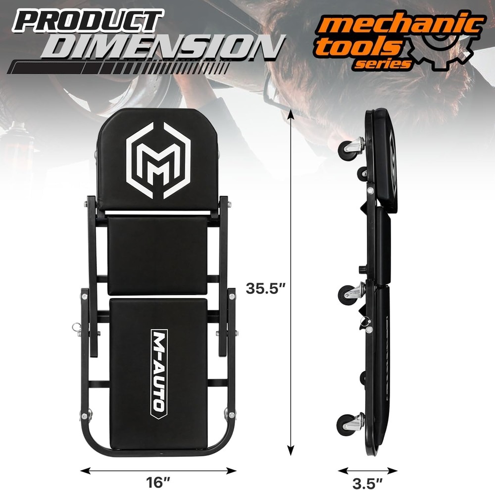 Foldable Z Creeper 2-in-1 Rolling Car Seat - Adjustable 36" & 330lbs Capacity