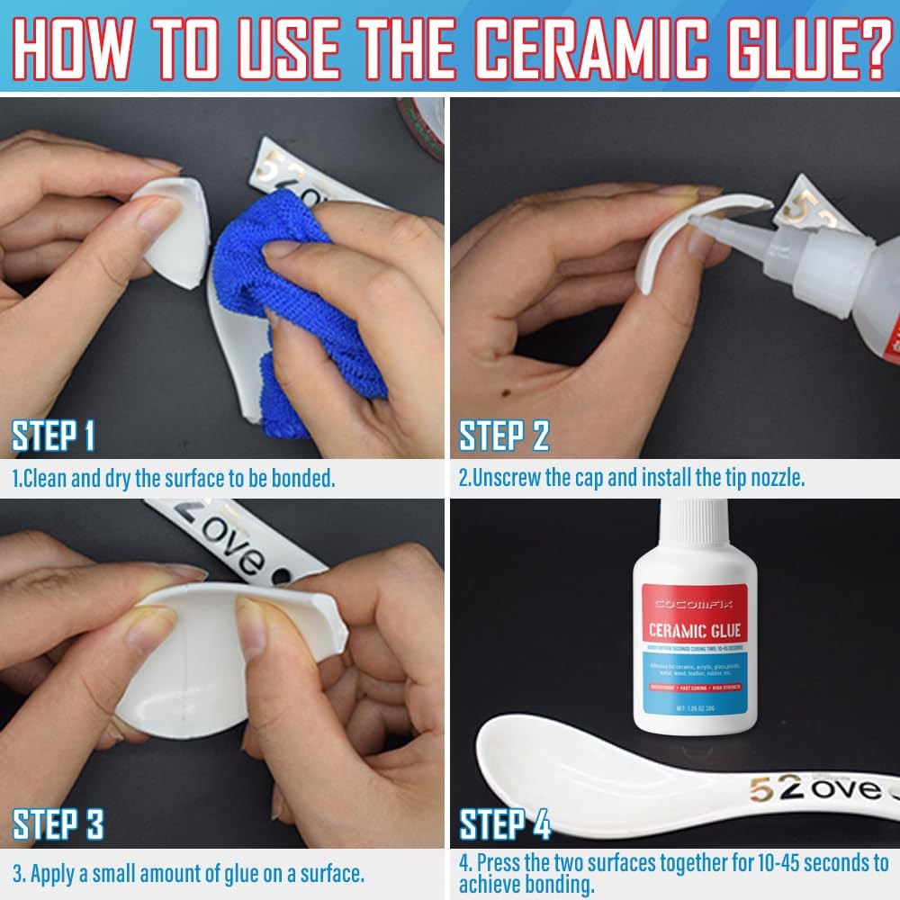 Waterproof Ceramic Glue - 30g Clear CA for Pottery & 1pack, Transparent