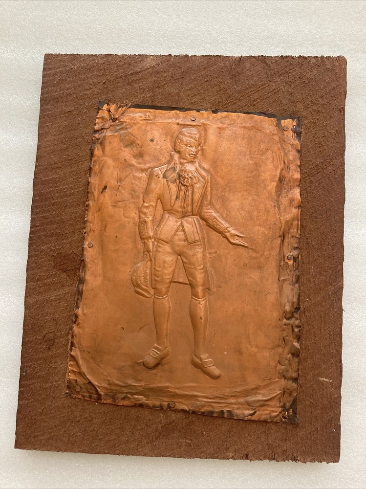 VINTAGE CHASE COPPER PANEL MOUNTED ON ROUGH PLANK. @@@@@@@@@@@@@@@@@@@@@@@@@@@@@
