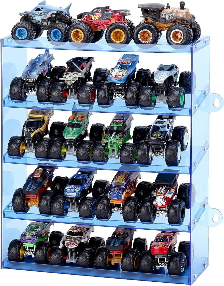 Assembly Monster Trucks Display Case - 5 Tier Acrylic Storage Case with Tilte...