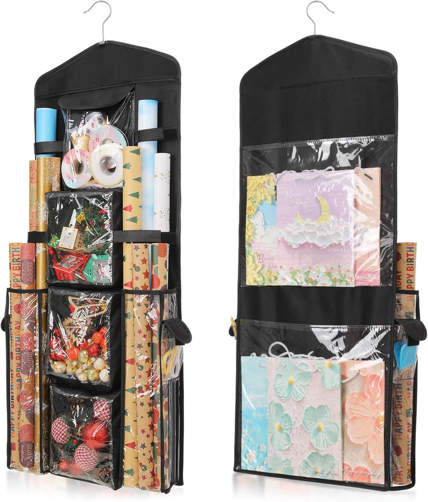 Double-Sided Hanging Gift Wrap Storage Organizer