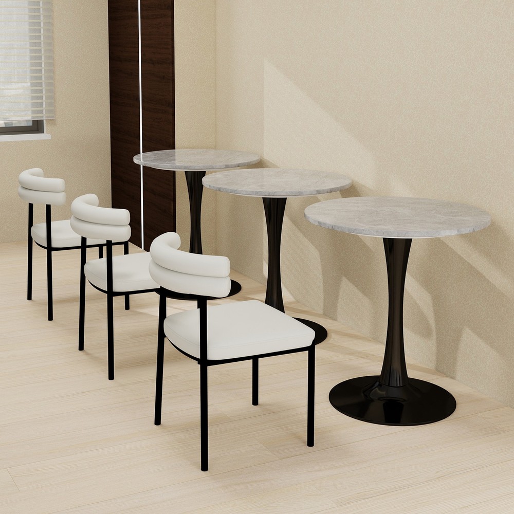 27.6-inch black coffee table, mid-century modern style dining table, accommoda