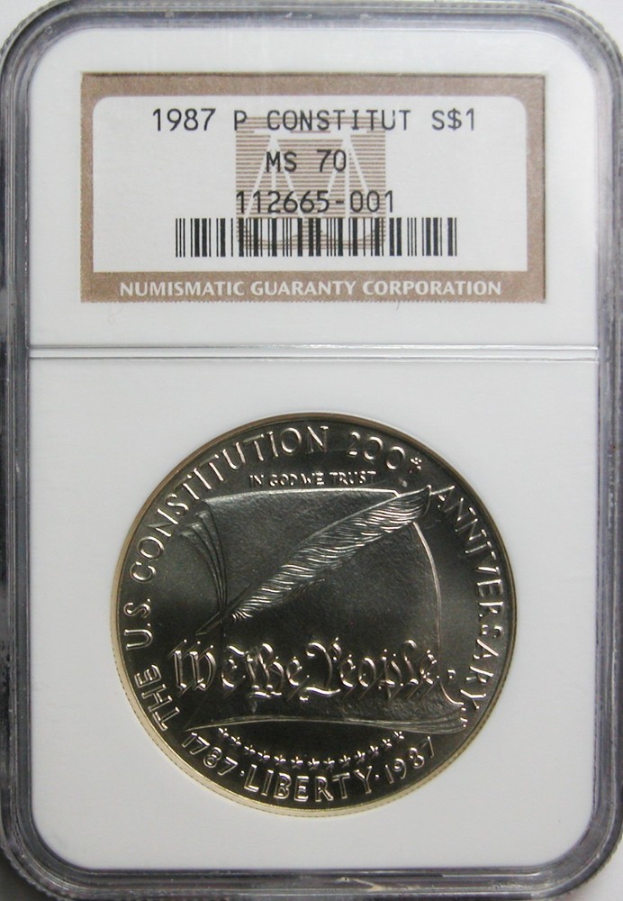1987-P Constitution Commemorative Silver Dollar NGC MS-70