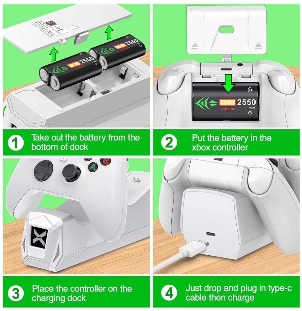 Rechargeable Battery Pack +Charging Dock Station For Xbox Series X/S Controller