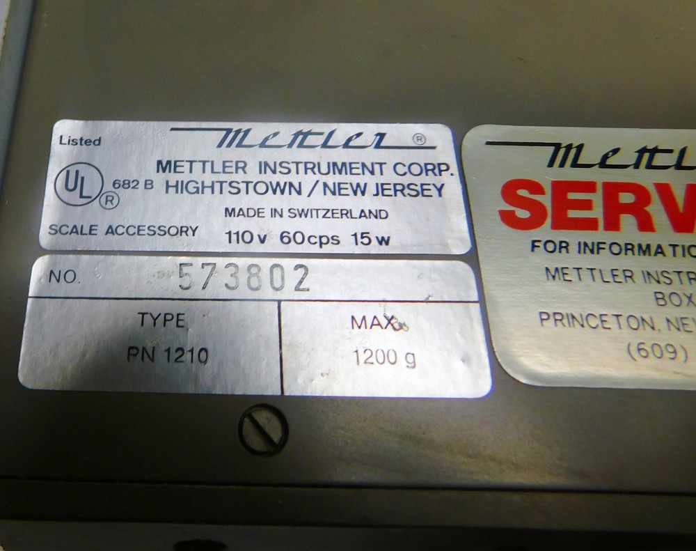 Metler Electronic Scale #PN1210 Max 1200 g Balance - Lab