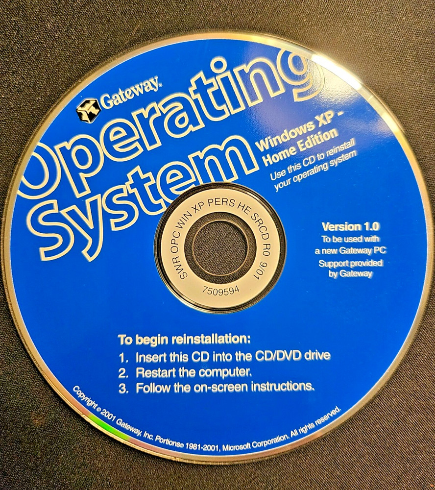 MICROSOFT XP HOME 2002 GATEWAY Vintage PC Software CD