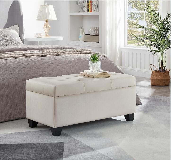 Upholstered storage rectangular for bench Entryway Bench Bench Entryway Velvet