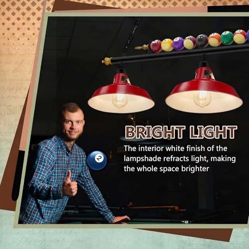 Adjustable Pool Table Lights for 7'-8' Billiard Light Bright Red 3 Lights