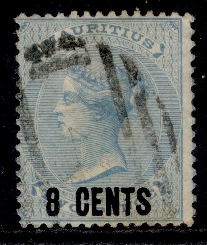 MAURITIUS QV SG85, 8c on 2d blue, USED.
