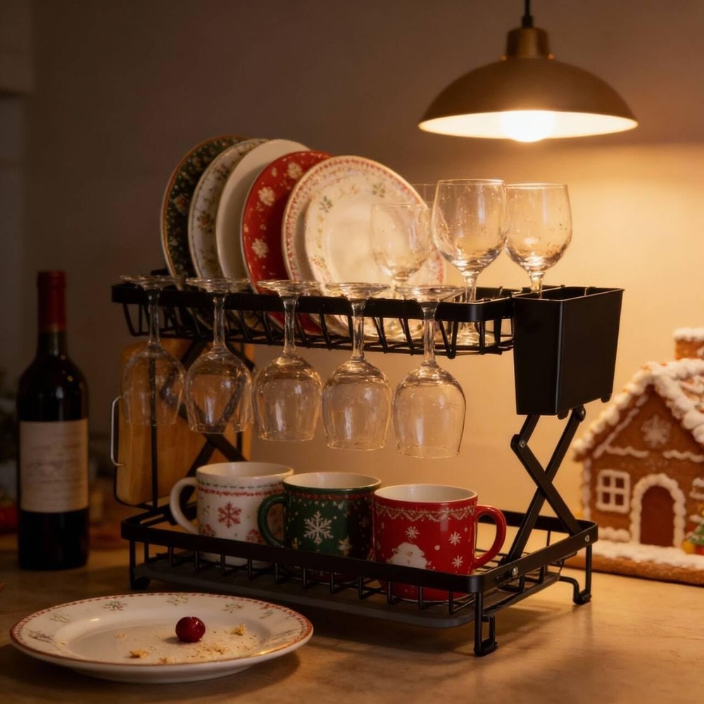 2-Tier Dish Racks for Kitchen Counter, Stainless Steel Kitchen Dish Drying Rack