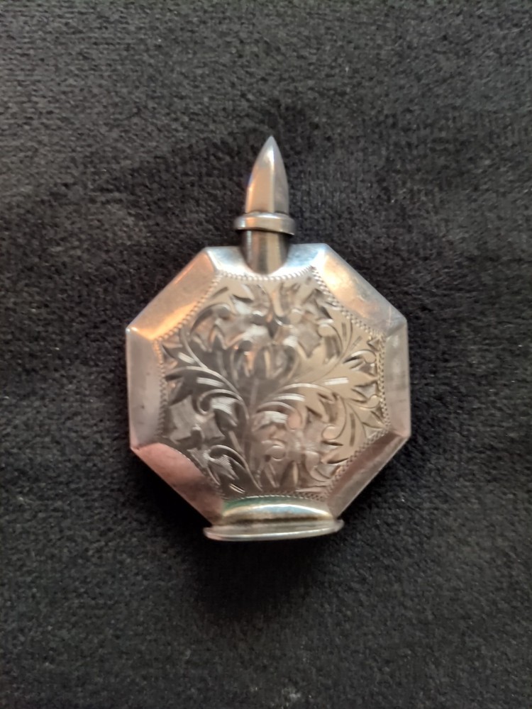 Vintage Sterling Silver Engraved Perfume Bottle