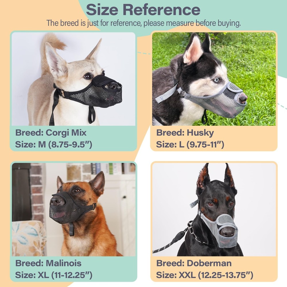 Dog Muzzle for Large Medium Small Dogs, Mesh Muzzle to Prevent Biting Chewing...