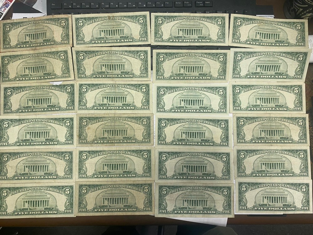 100pcs 1963 Red Seal $5 Notes Pack Old U.S Currency****
