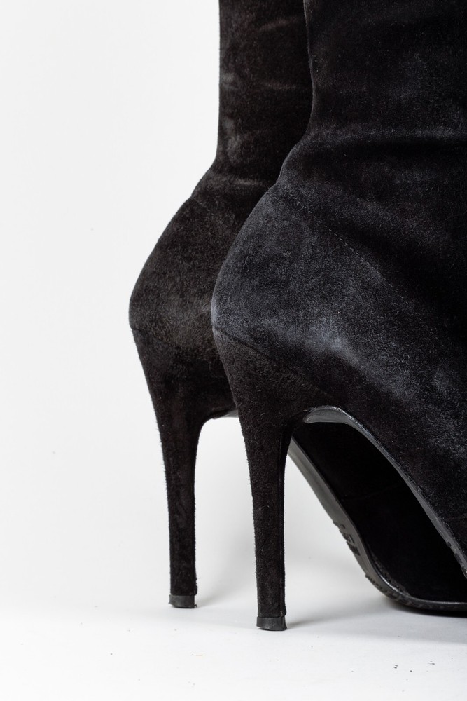 Stuart Weitzman Knee-High Black Suede Boots, Size 37