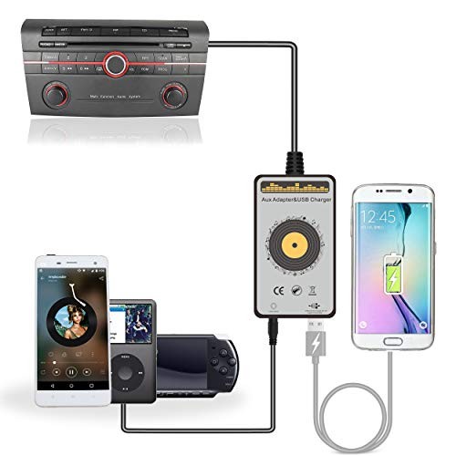 Aux Adapter, Car Stereo AUX Input & USB Charging Adapter for Mazda 2004-2008