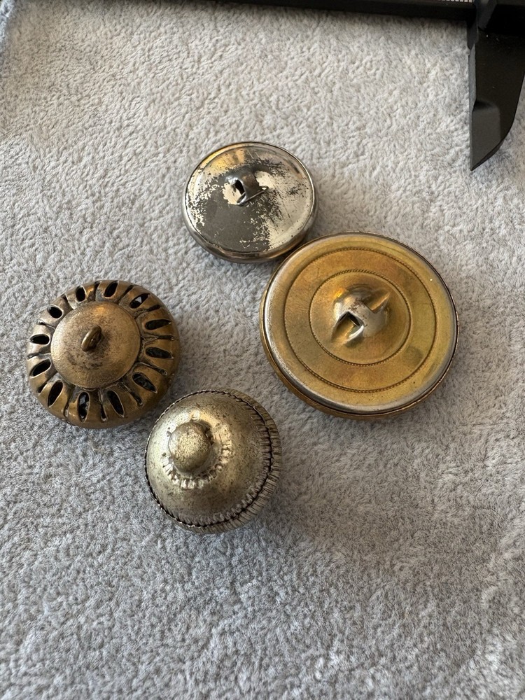 4 Antique Pierced Open Work Buttons lot ~ Mirror back