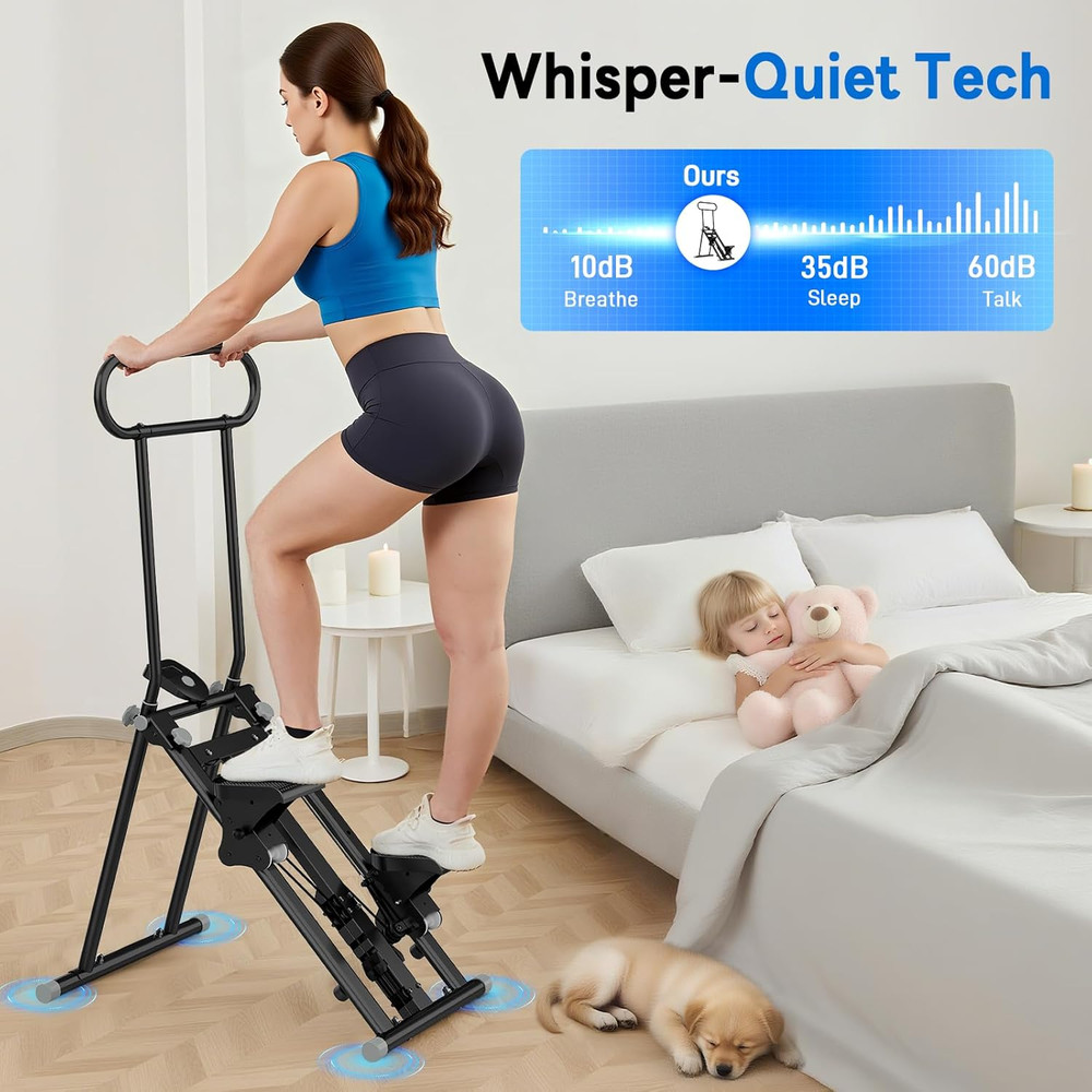 ERGOLIFE Stair Stepper with 6-Level Adjustable Resistance, 350Lbs Upgrade Foldab