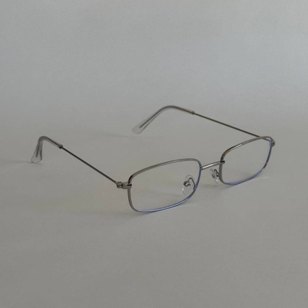 Y2K Silver Clear Rectangular Eyeglasses – Vintage Style, Unisex, UVA UVB, New
