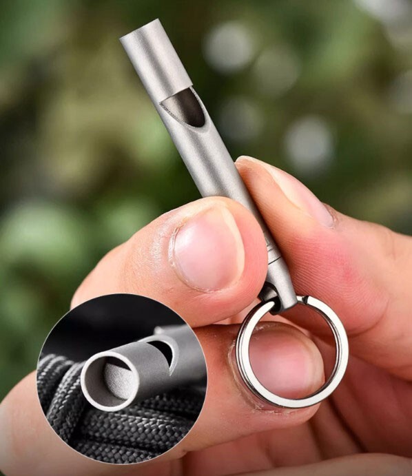 Titanium Alloy Whistle Training Command Warning Tool Keychain Necklace EDC