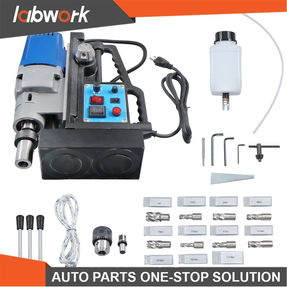 Labwork Magnetic Drill Press with 11 Drill Bits Stepless Speed Bi-Directional