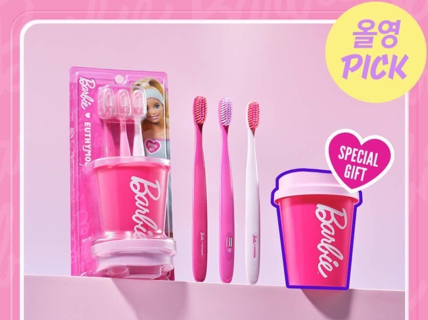 Euthymol x Barbie Whitening Toothbrush 3p + Reusable Cup