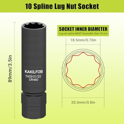 10 Spline Lug Nut Socket, Replacement for Compatible with Bimecc 10 TA23-21/22