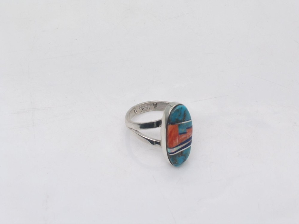 Native American Navajo Handmade Sterling Silver Multi-Stone Adjustable Ring
