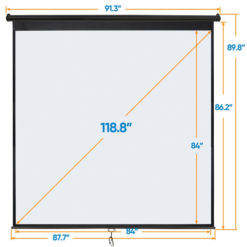 Portable Projector Screen Pull Down 120" 1:1 Projection Screen In/Outdoor Black
